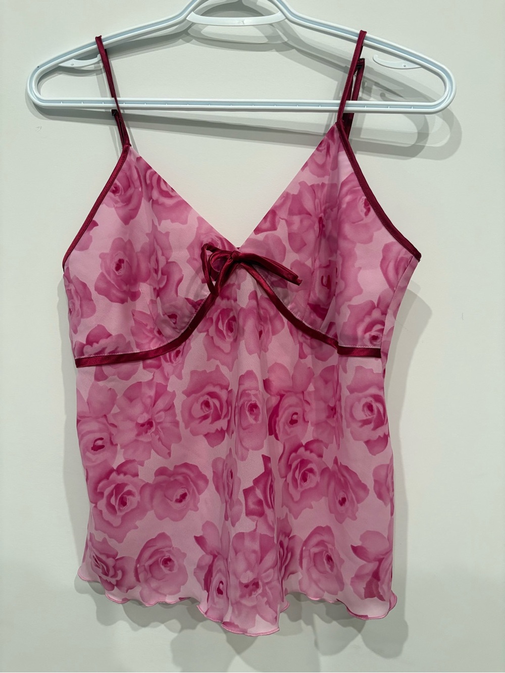Floral Pink Lace-Trim Camisole Top